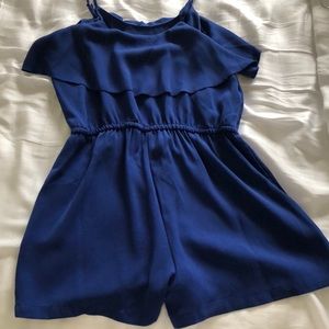Sleeveless Blue Romper with Tie Sz S